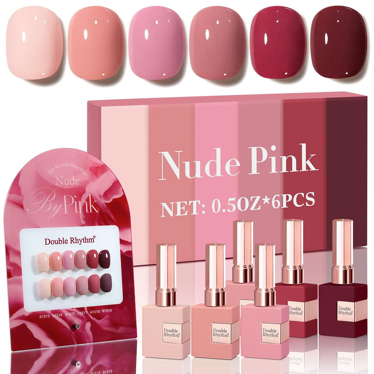 Double Rhythm Gel Polish Set 6 Pcs 15 ML bottles in various colours