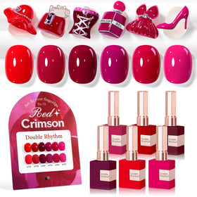 Double Rhythm Gel Polish Set 6 Pcs 15 ML Burgundy Cherry Rose Purple front view