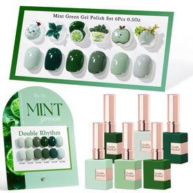 Double Rhythm Gel Polish Set 6 Pcs 15 ML Dark Mint Frost front view