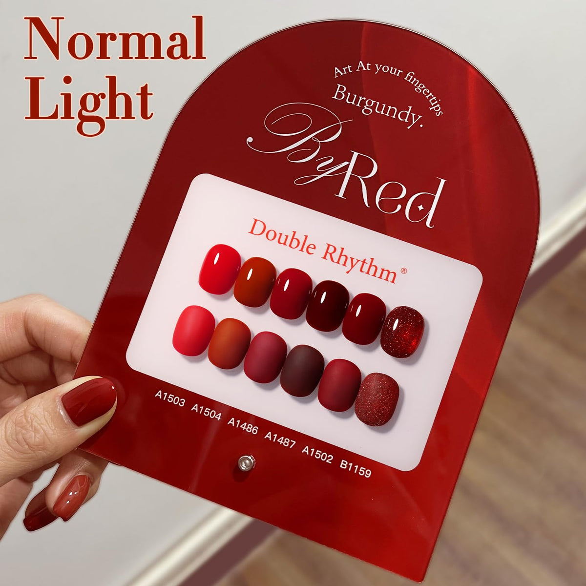 Double Rhythm Gel Polish Set 6 Pcs 15 ML Glitter Burgundy application