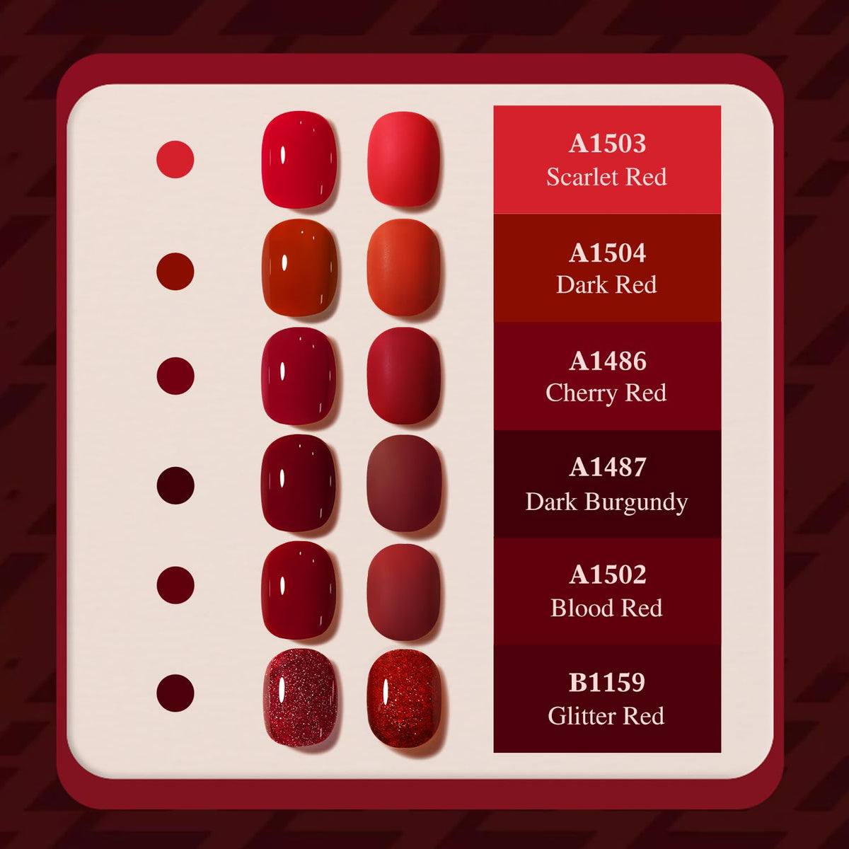 Double Rhythm Gel Polish Set 6 Pcs 15 ML Glitter Burgundy swatches