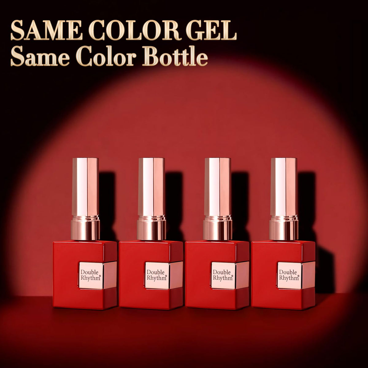 Double Rhythm Gel Polish Set 6 Pcs 15 ML Glitter Burgundy with nail art