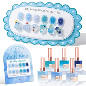Double Rhythm Gel Polish Set 6 Pcs 15 mL in assorted blue shades