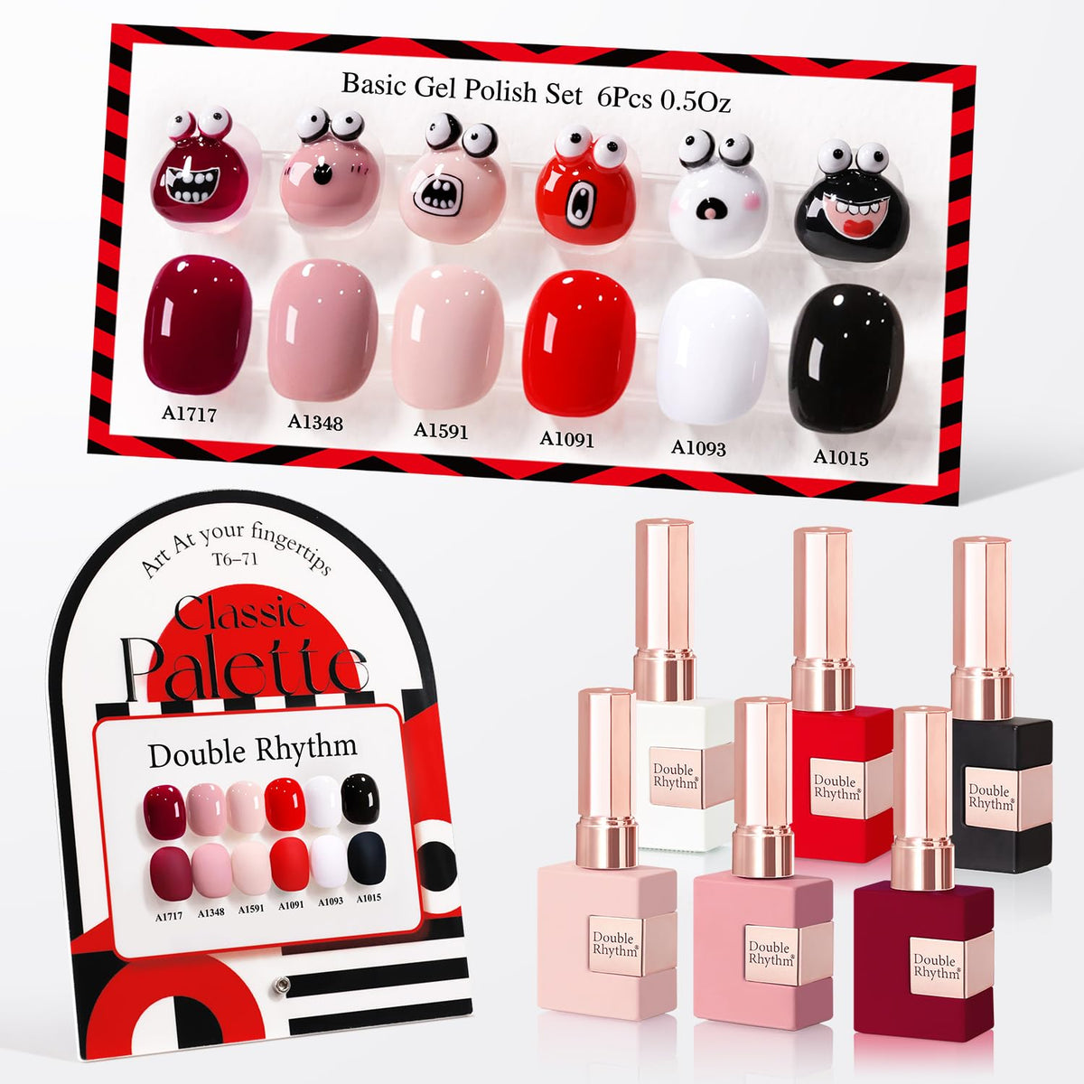 Double Rhythm Gel Polish Set 6 Pcs 15 ML in assorted colours
