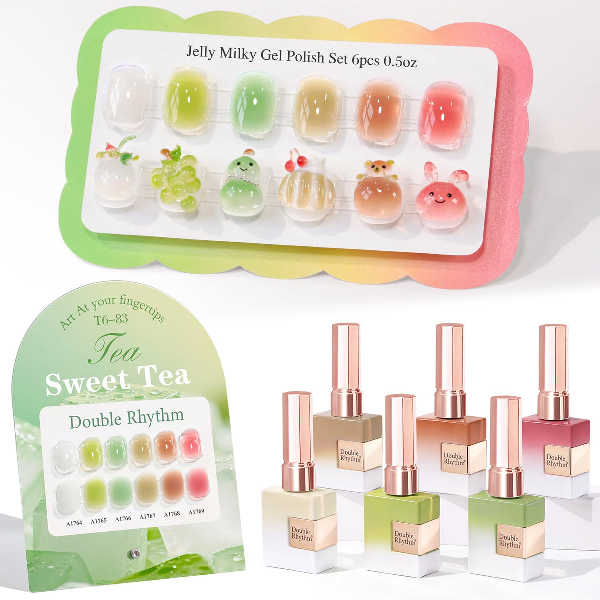 Double Rhythm Gel Polish Set 6 Pcs 15 ML in assorted jelly colours