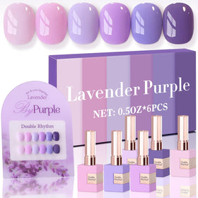 Double Rhythm Gel Polish Set 6 Pcs 15 ML in light dark purple