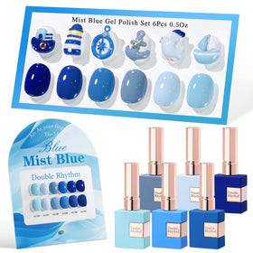 Double Rhythm Gel Polish Set 6 Pcs 15 ML in navy and gray