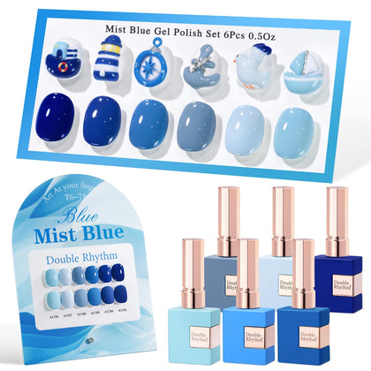 Double Rhythm Gel Polish Set 6 Pcs 15 ML in navy and gray