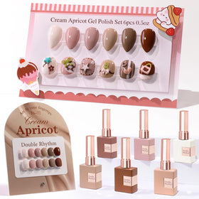Double Rhythm Gel Polish Set 6 Pcs 15 ML in peach nude cream shades