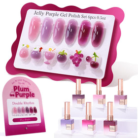 Double Rhythm Gel Polish Set 6 Pcs 15 ML Jelly Plum Purple front view
