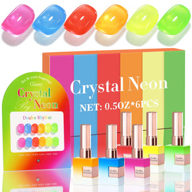 Double Rhythm Gel Polish Set 6 Pcs in vibrant neon colours