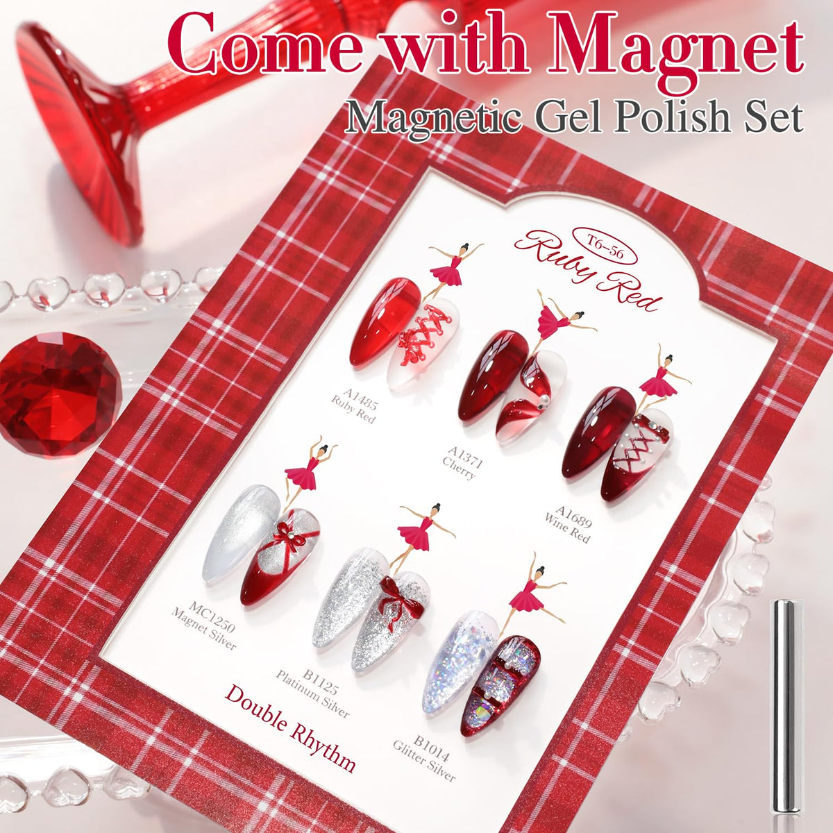 Double Rhythm Gel Polish Set 6 Pcs with colour swatches