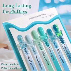 Double Rhythm Gel Polish Set displayed on a table