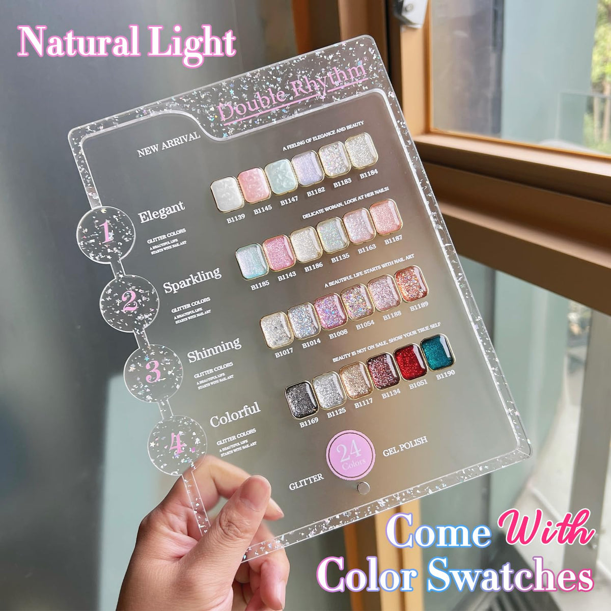 Double Rhythm glitter gel nail polish in various shades