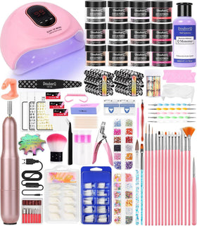 DouborQ Acrylic Nail Art Kit with UV lamp and drill, front view