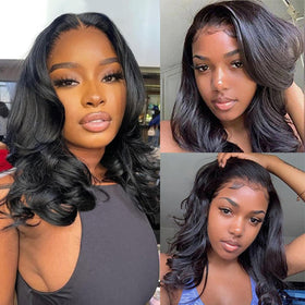 Douyin 16 Inch Bob Wig human hair body wave front view