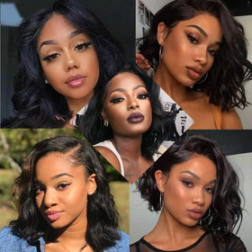 Douyin 16 Inch Bob Wig human hair styled with accessories
