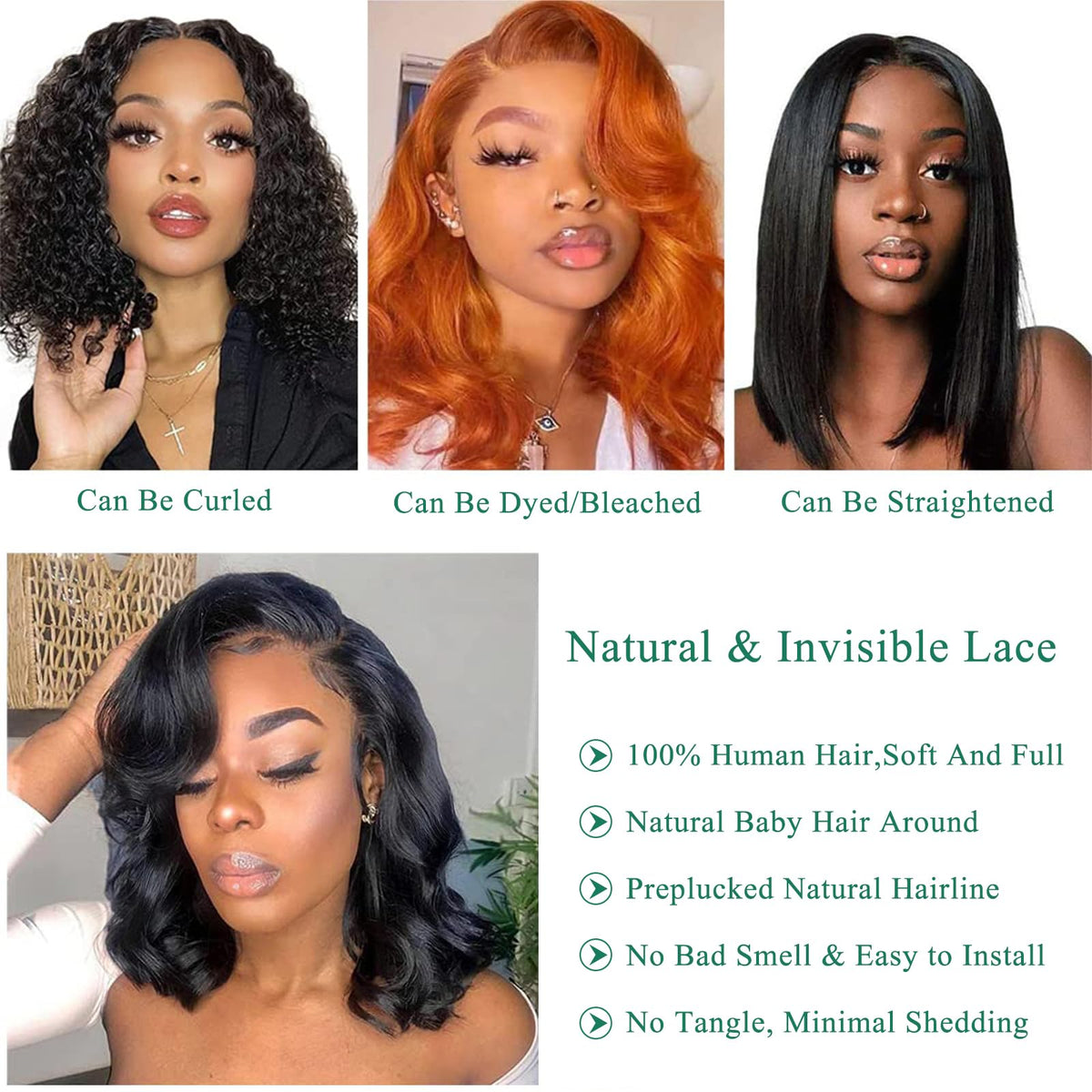 Douyin 16 Inch Bob Wig packaging with wig cap