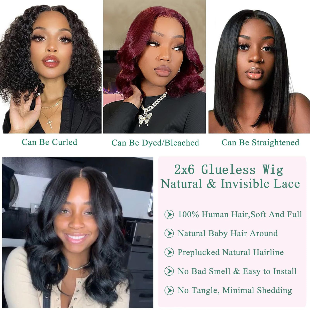 Douyin bob wig showing adjustable straps and combs for secure fit