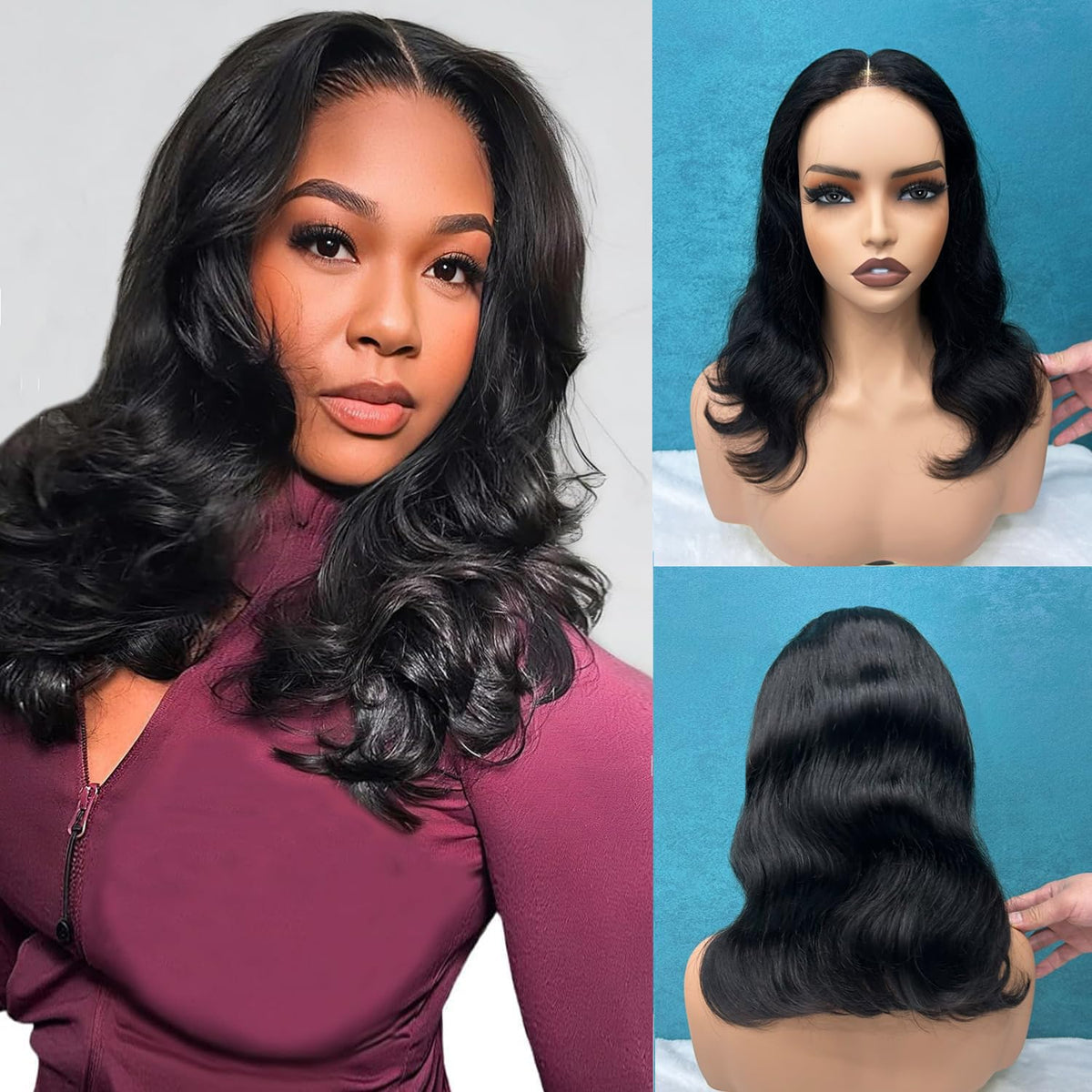 Douyin bob wig side view displaying full volume and shine