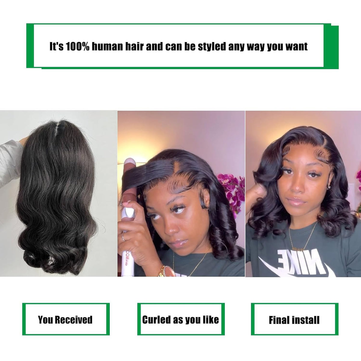 Douyin body wave bob wig back view