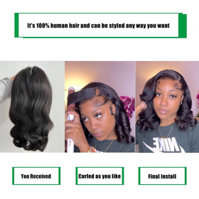 Douyin body wave bob wig back view