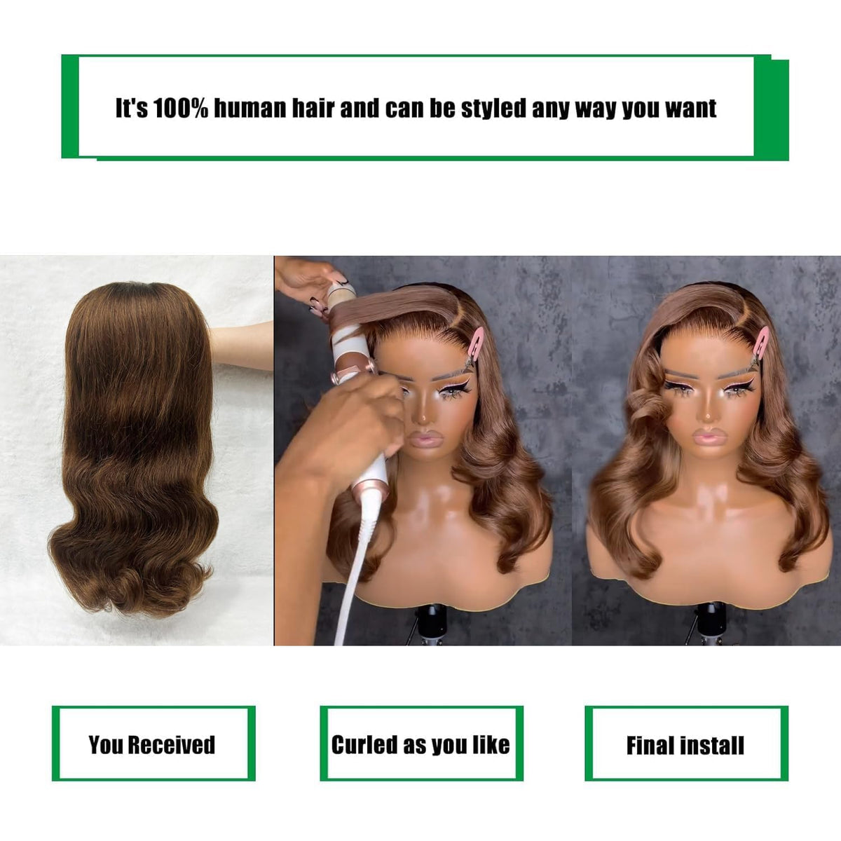 Douyin Chocolate Brown Bob Wig in packaging with wig cap