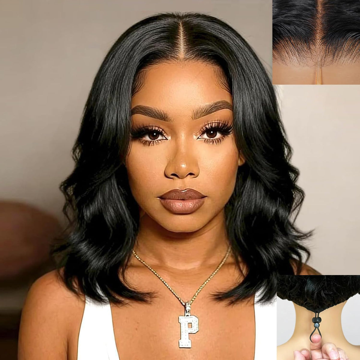 Douyin Glueless Bob Wig front view with body wave texture
