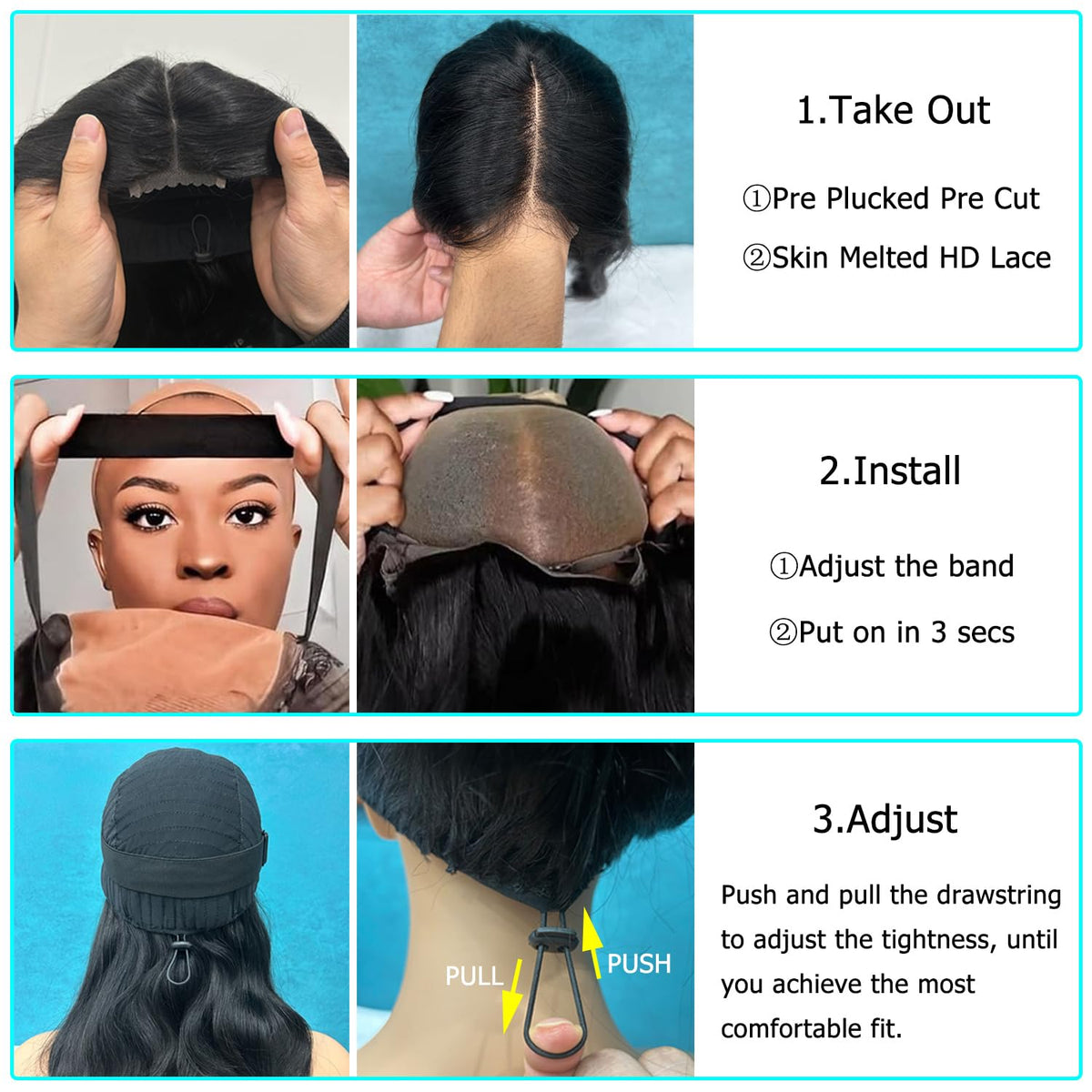Douyin glueless wig with adjustable straps