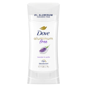 Dove 0% Aluminum Deodorant Stick Lavender and Vanilla front view