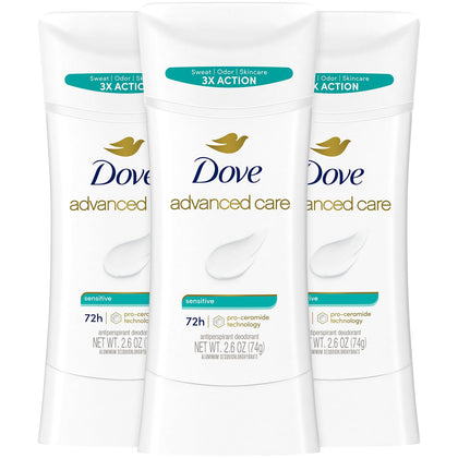 Dove Advanced Care Antiperspirant Deodorant 3-Pack, unscented front view