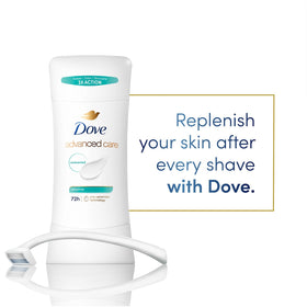 Dove Advanced Care Antiperspirant Deodorant on a bathroom counter