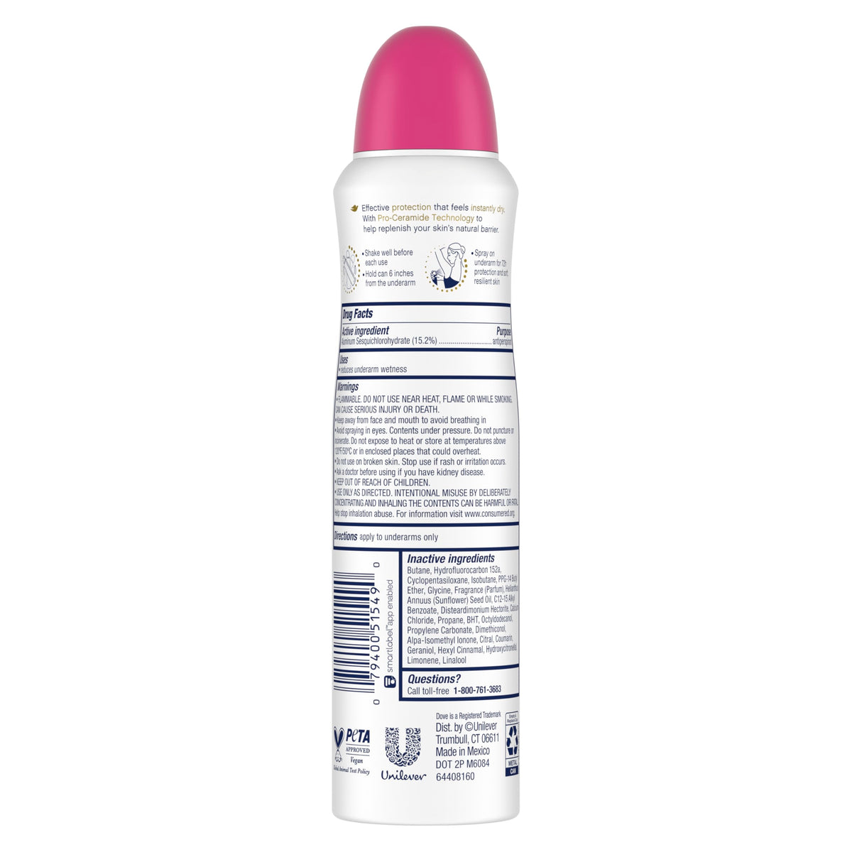 Dove Advanced Care Antiperspirant Deodorant Spray 3PK packaging