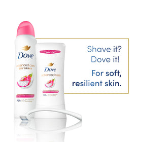 Dove Advanced Care Antiperspirant Deodorant Spray on a bathroom counter