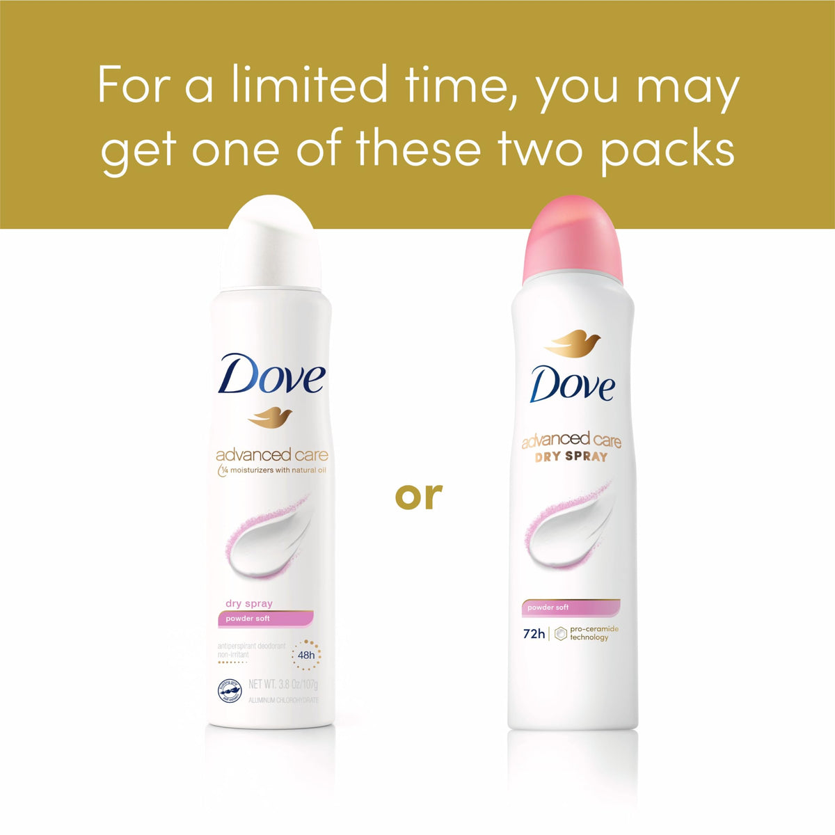 Dove Advanced Care Antiperspirant Deodorant Spray Powder Soft 3PK close-up of spray nozzle