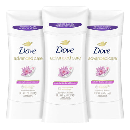Dove Advanced Care Antiperspirant Deodorant Stick 3ct packaging front view