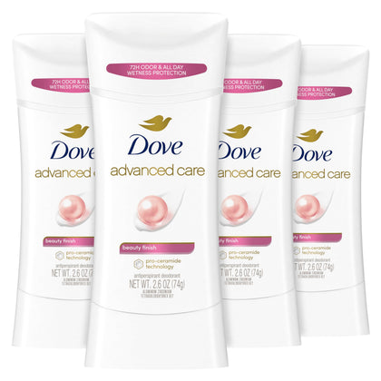 Dove Advanced Care Antiperspirant Deodorant Stick 4 Count packaging front view