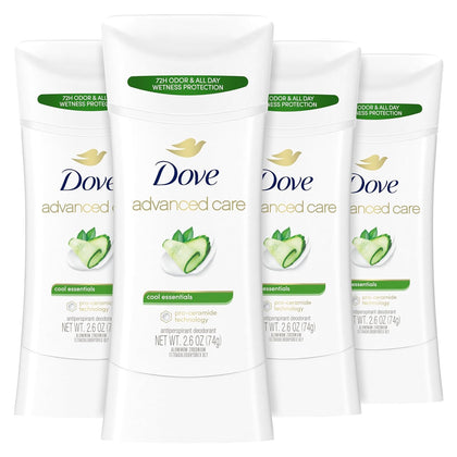 Dove Advanced Care Antiperspirant Deodorant Stick 4 ct packaging front view