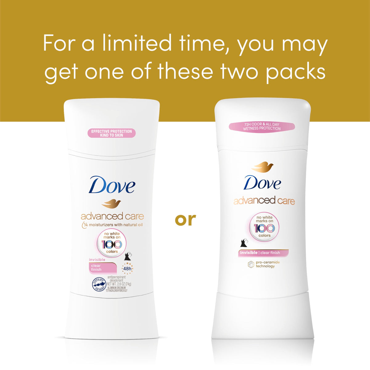 Dove Advanced Care Antiperspirant Deodorant Stick application