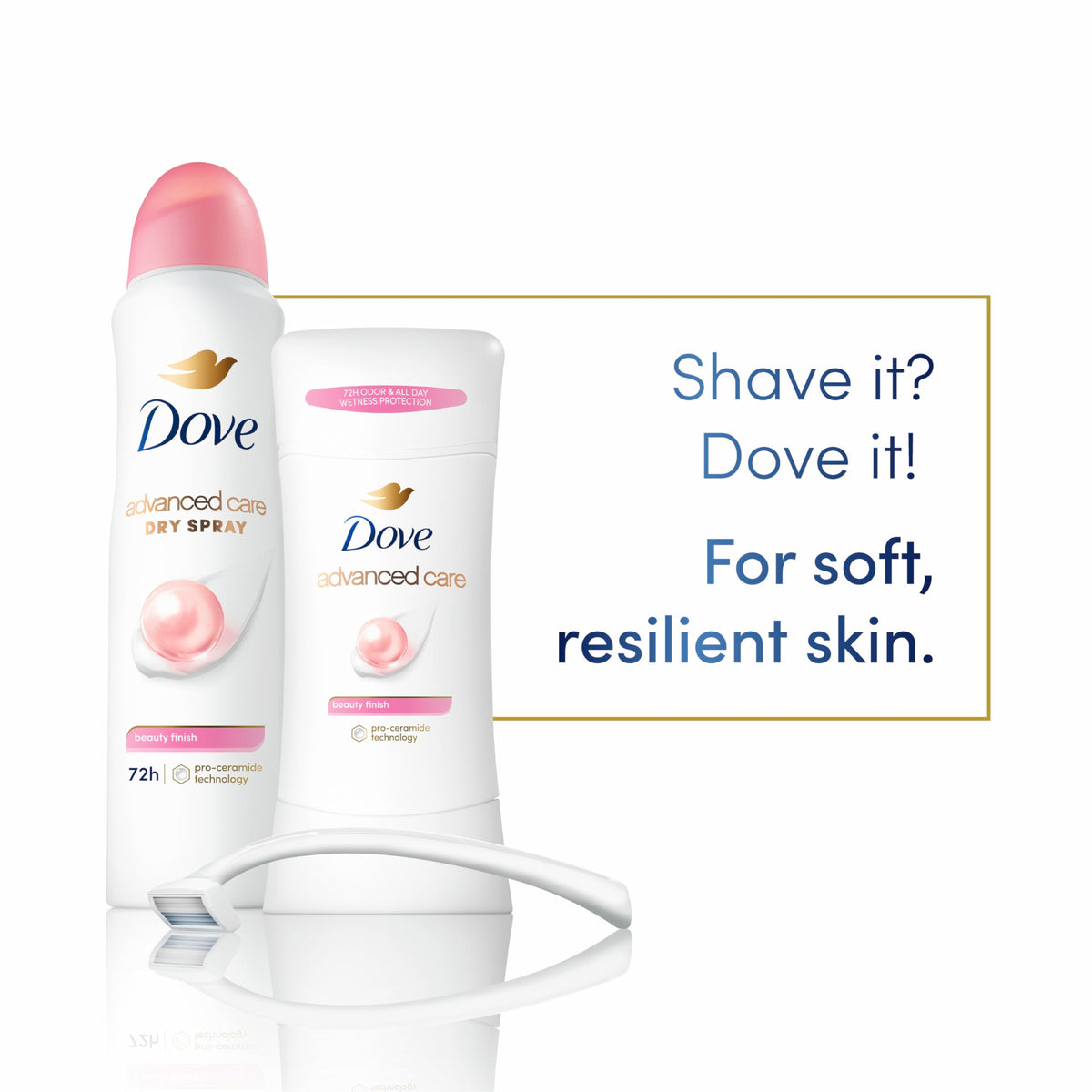 Dove Advanced Care Antiperspirant Deodorant Stick application on skin