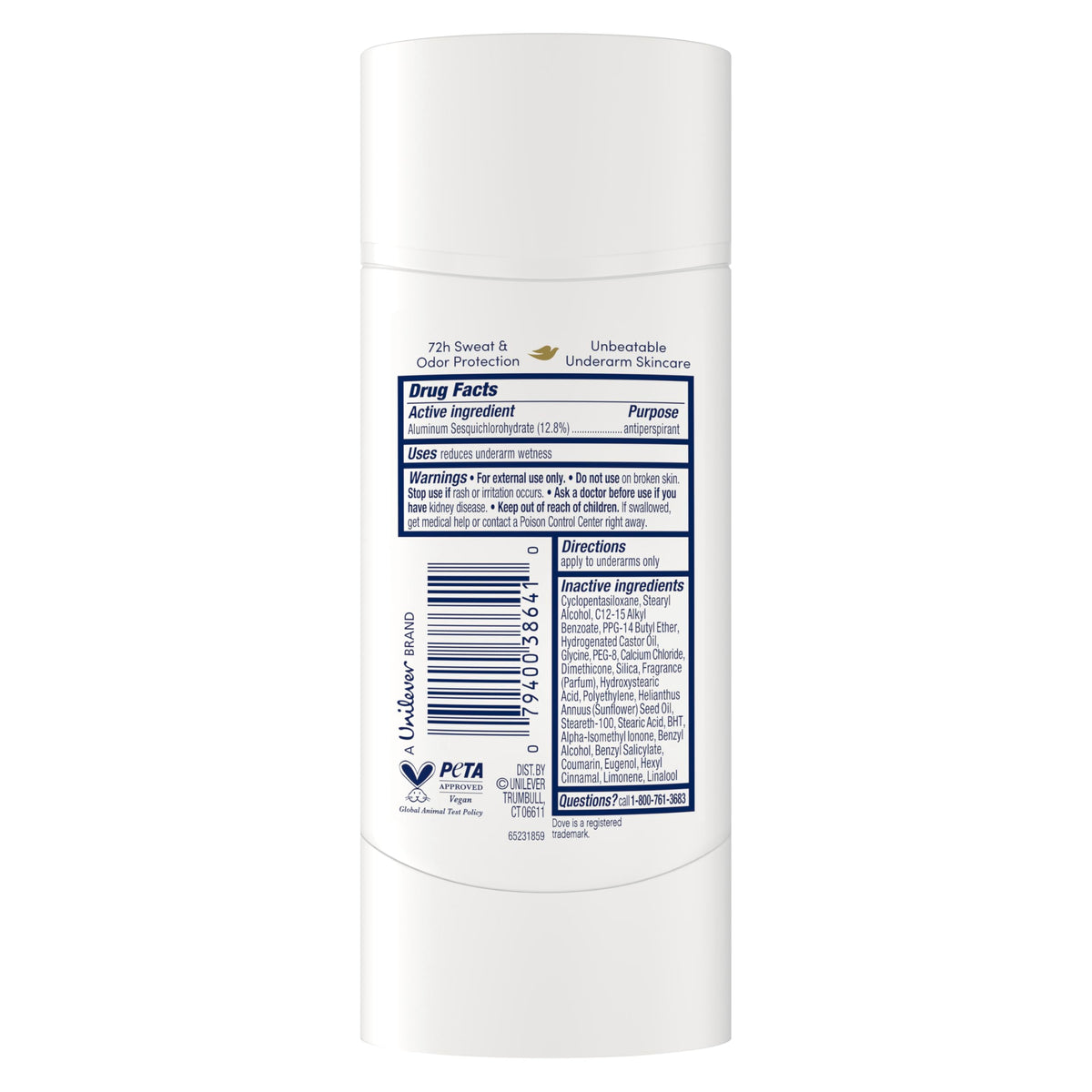 Dove Advanced Care Antiperspirant Deodorant Stick Caring Coconut back view
