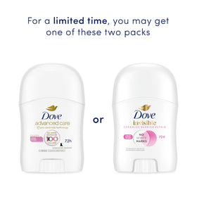 Dove Advanced Care Antiperspirant Deodorant Stick packaging with multiple units