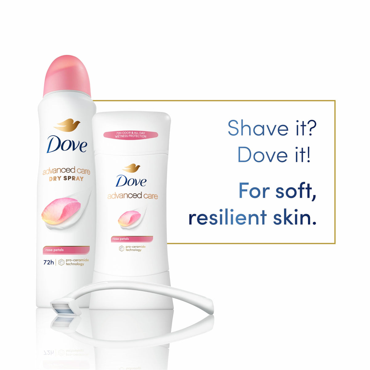 Dove Advanced Care Antiperspirant Deodorant Stick Rose Petals packaging
