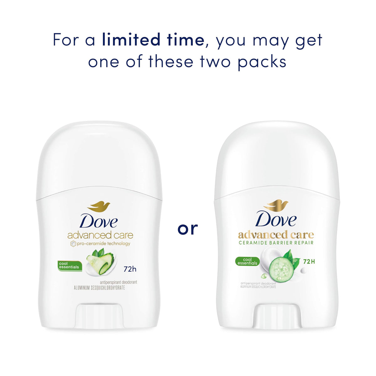 Dove Advanced Care Antiperspirant Deodorant Stick side view