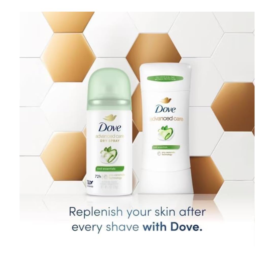Dove Advanced Care Antiperspirant Dry Spray packaging with travel-friendly design