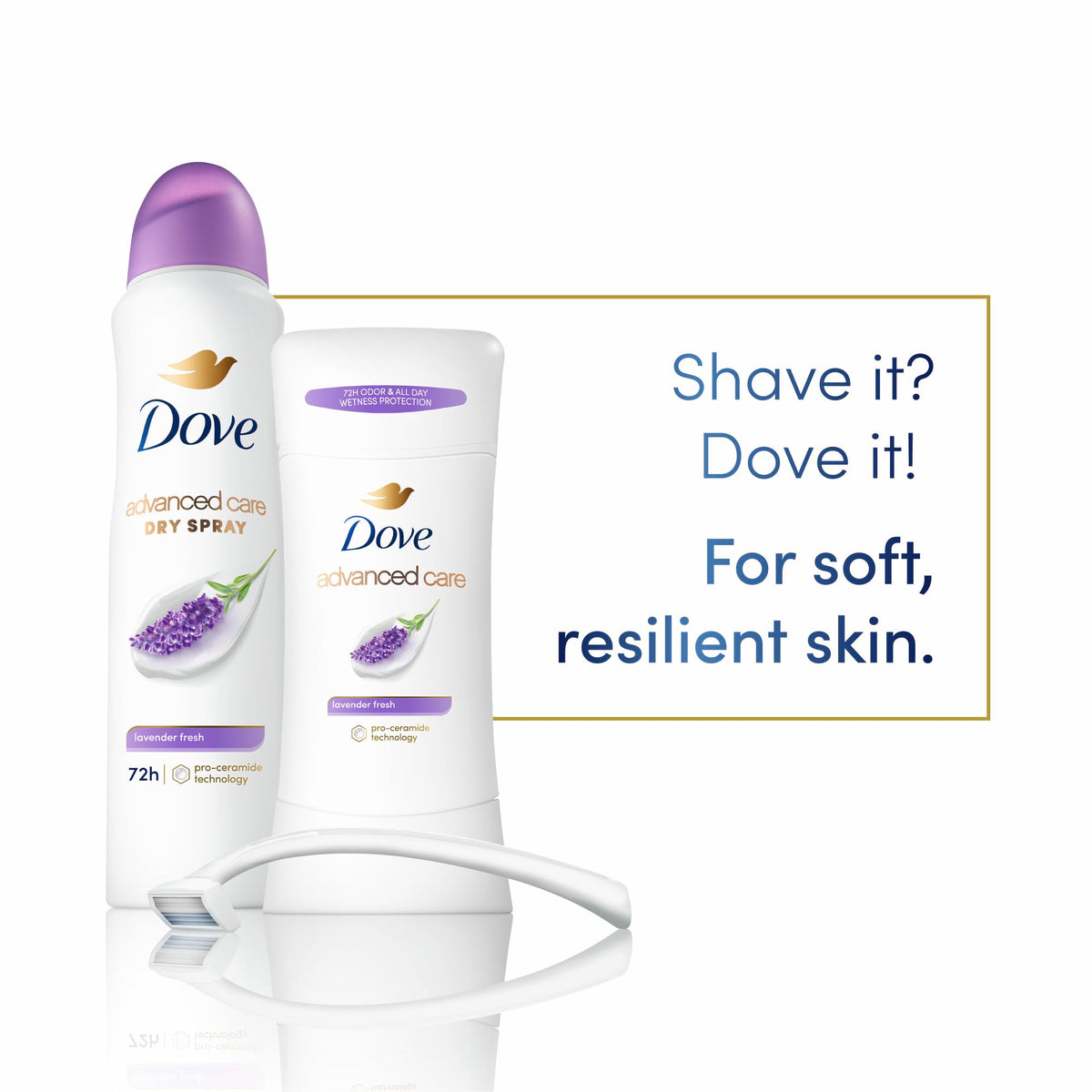 Dove Advanced Care Antiperspirant Lavender Fresh in lifestyle setting