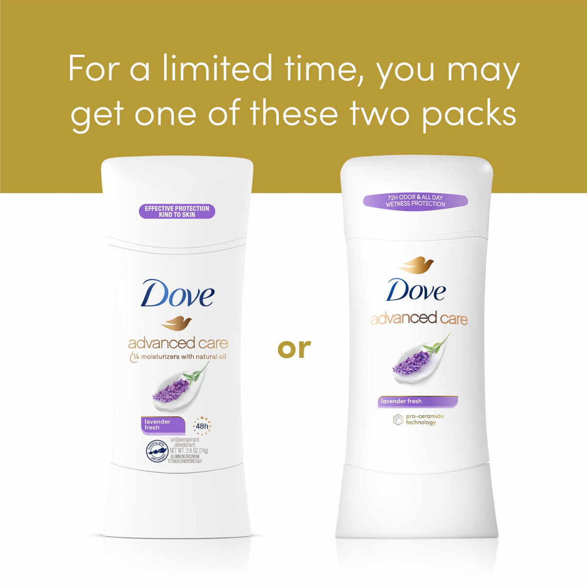 Dove Advanced Care Antiperspirant Lavender Fresh stick close-up