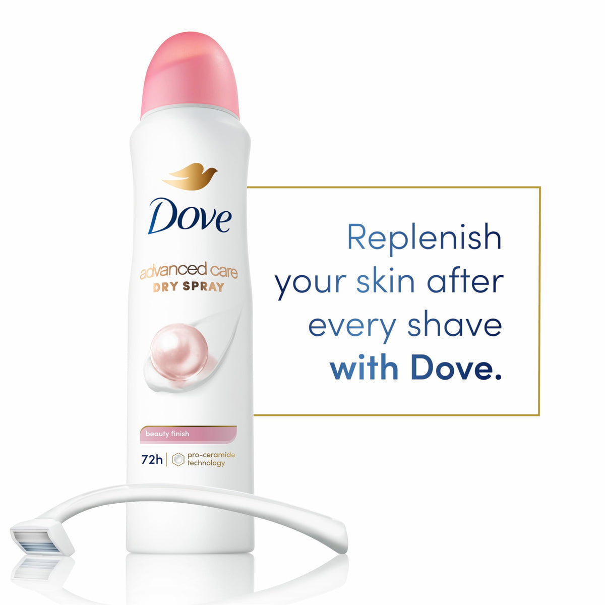 Dove Advanced Care Antiperspirant Spray 3.8 oz bottle side view
