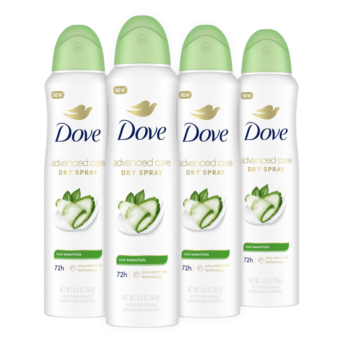 Dove Advanced Care Antiperspirant Spray 4PK Cool Essentials front view