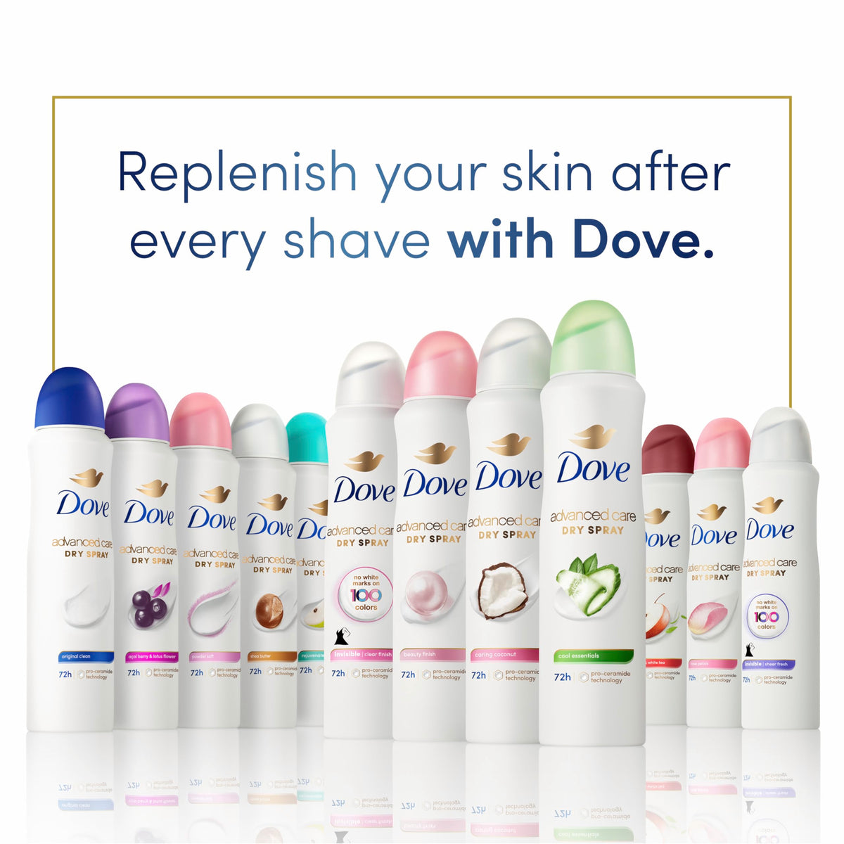 Dove Advanced Care Antiperspirant Spray 4PK Cool Essentials with fresh fruits